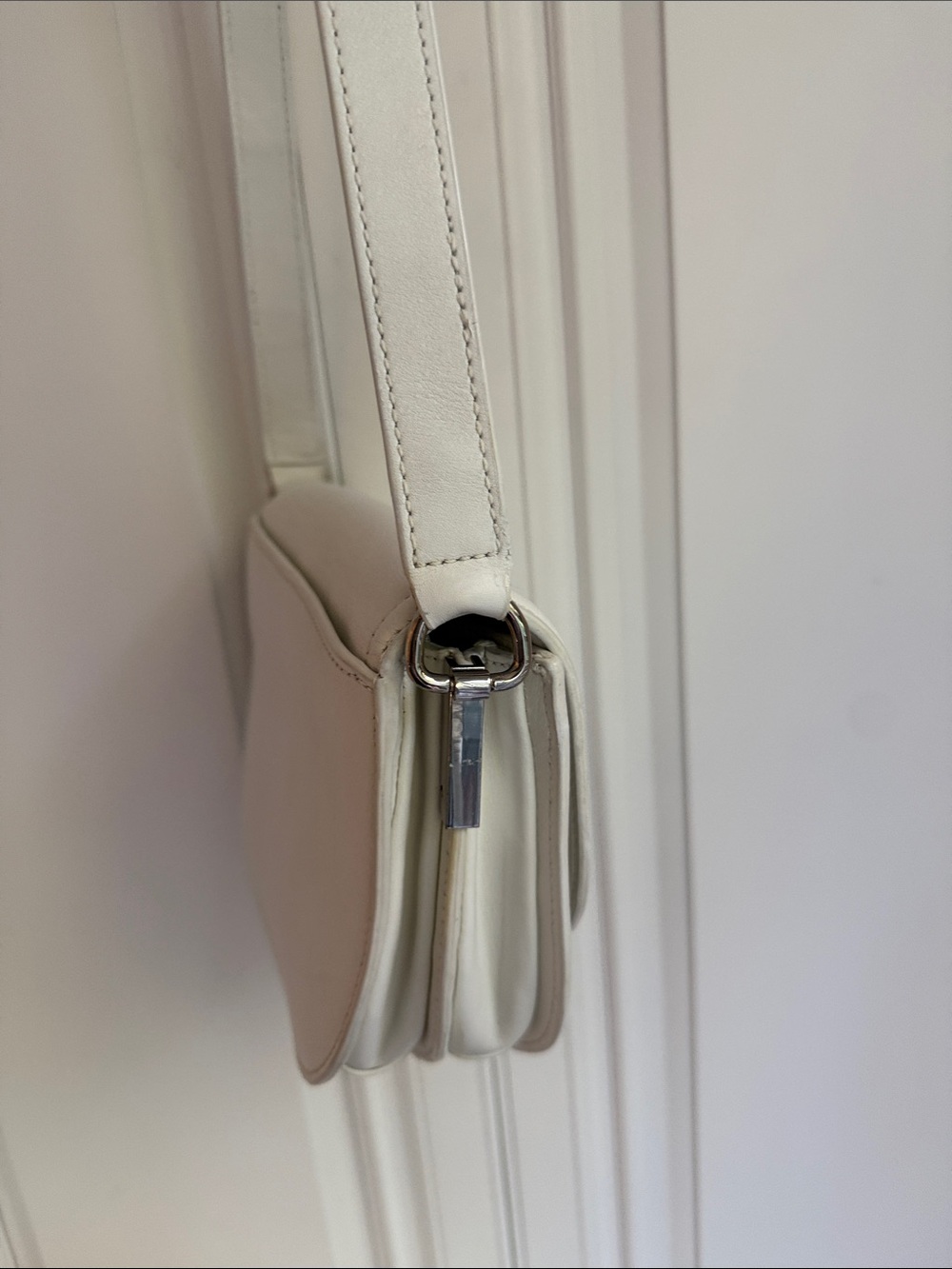 Loeffler Randall White Leather Crossbody Saddle Bag with Silver-Tone Hardware - Picture 6 of 13